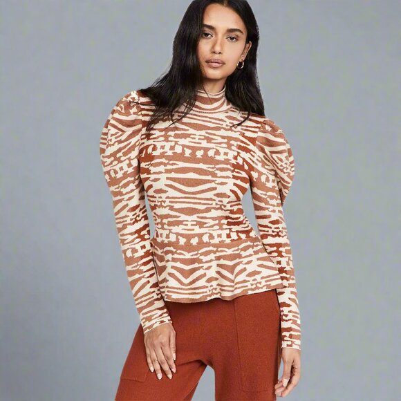 Ulla Johnson cinnamon Valentina Intarsia wool sweater, size S - Picture 1 of 6